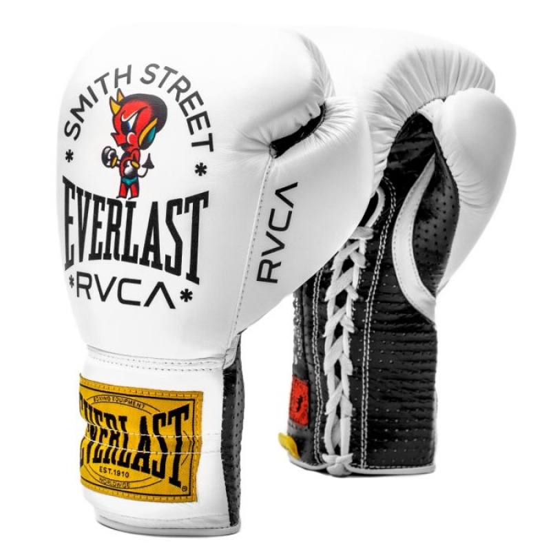 White Everlast RVCA - Smith Street Laced Unisex Training Gloves | 63915VGOM