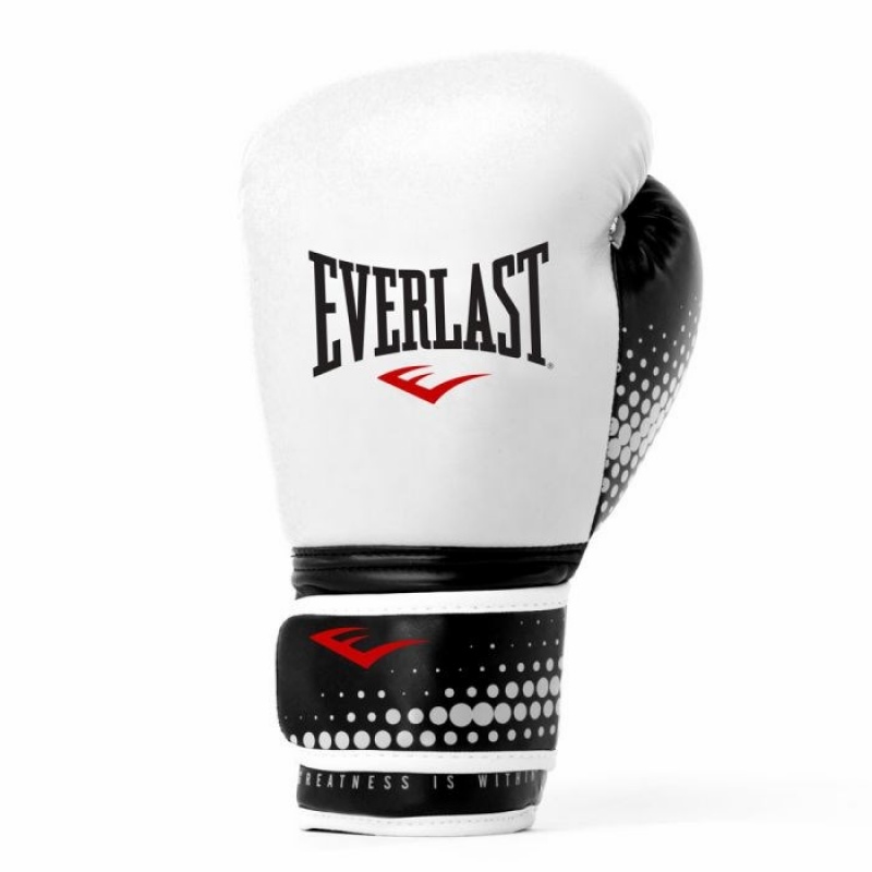 White Everlast Spark Training Unisex Boxing Gloves | 83765RWLJ