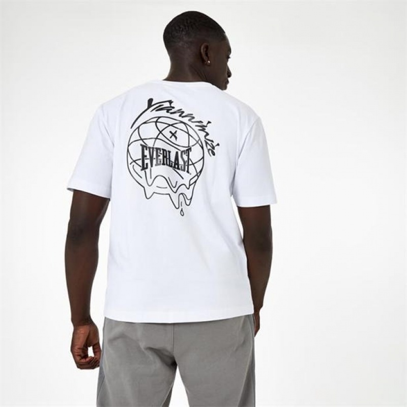 White Everlast X Yiannimize Graphic Logo Men's T-Shirt | 91645YNVK