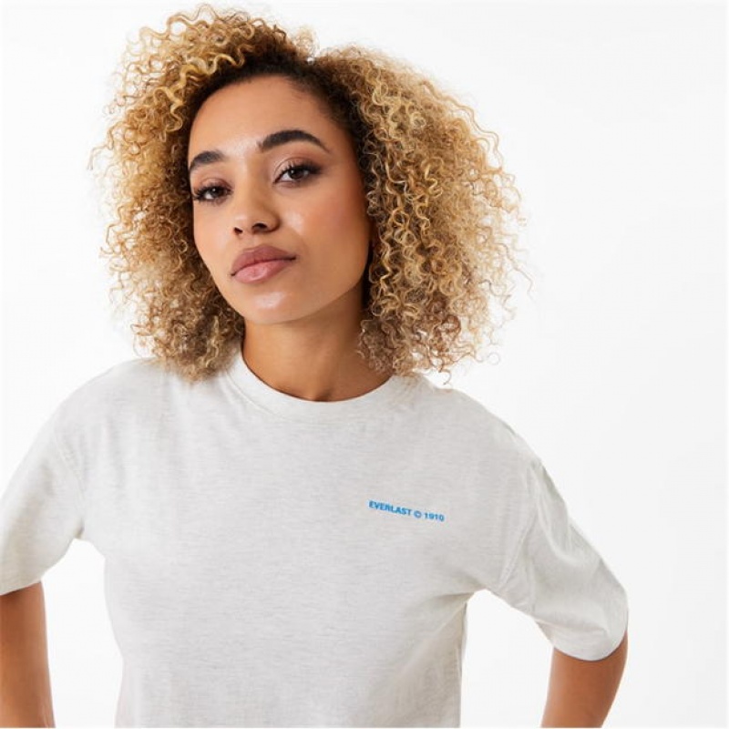 White Marl Everlast Cropped Women's T-Shirt | 82071EJHA