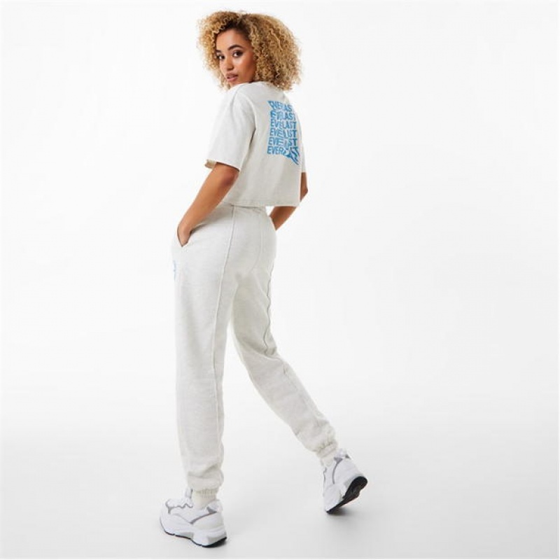 White Marl Everlast Cropped Women's T-Shirt | 82071EJHA