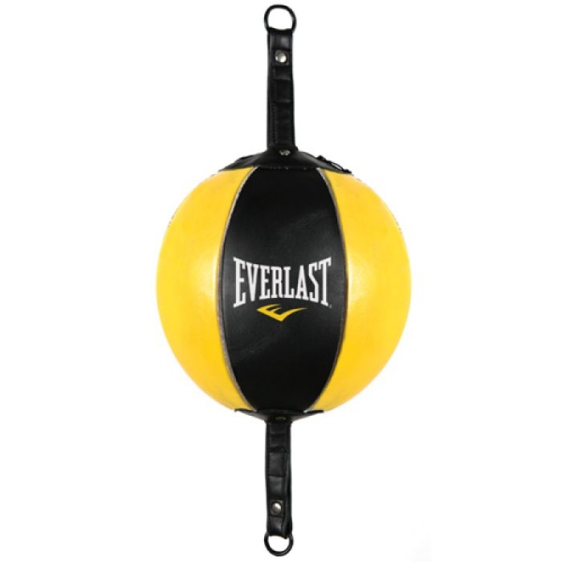 Yellow Everlast Leather Double-End Unisex Punching Bags | 87126QEBG