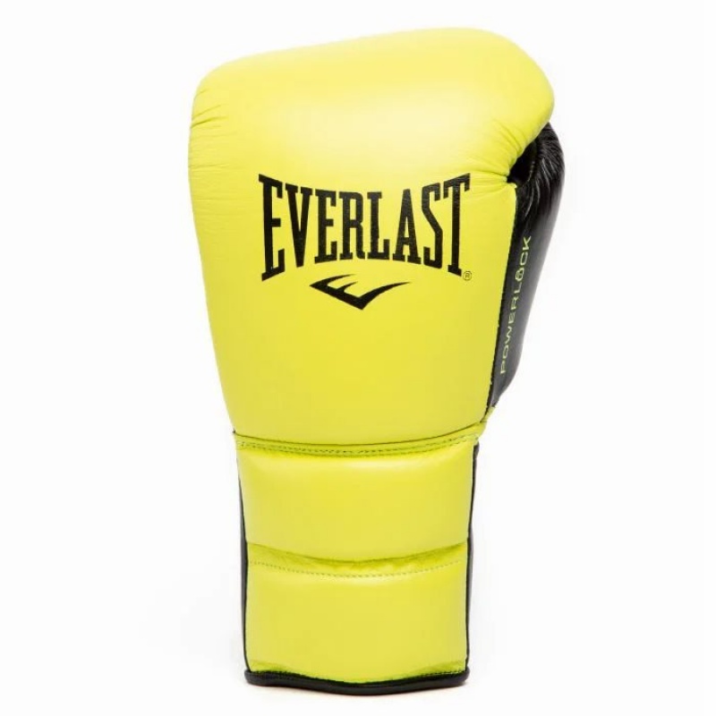 Yellow Everlast Powerlock2 Pro Fight Unisex Boxing Gloves | 85613HQIN