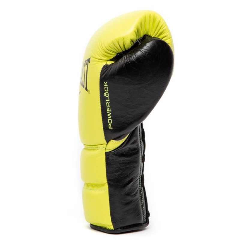 Yellow Everlast Powerlock2 Pro Fight Unisex Boxing Gloves | 85613HQIN