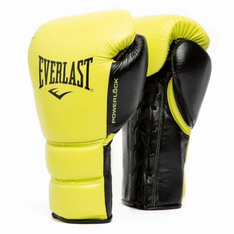 Yellow Everlast Powerlock2 Pro Fight Unisex Boxing Gloves | 85613HQIN