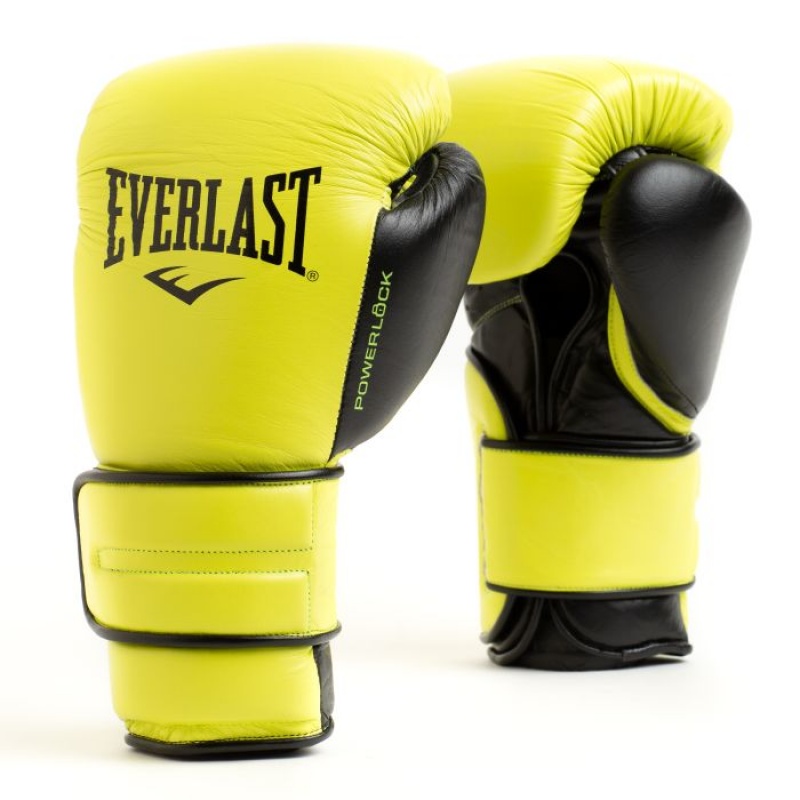 Yellow Everlast Powerlock2 Pro Hook & Loop Unisex Training Gloves | 43581YZTU